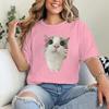 Funny Cat 3D Print Women Casual Crewneck TShirt Women Unisex Harajuku T Shirts Meme Animal Cat Print  Casual Fashion Tshirts