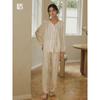 2024 Summer Tribute Satin Print Early Autumn Plaid Pajamas Fresh Spring and Autumn Home Wear Women's V Neck Soft Long-Sleeve Suit