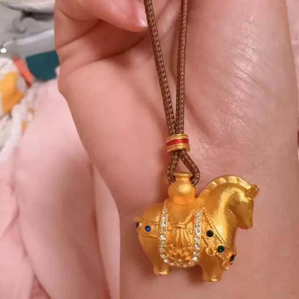 Luxury Zodiac Horse Necklace Orichalum Plating Golden Horse Pendant  New Year Blessing