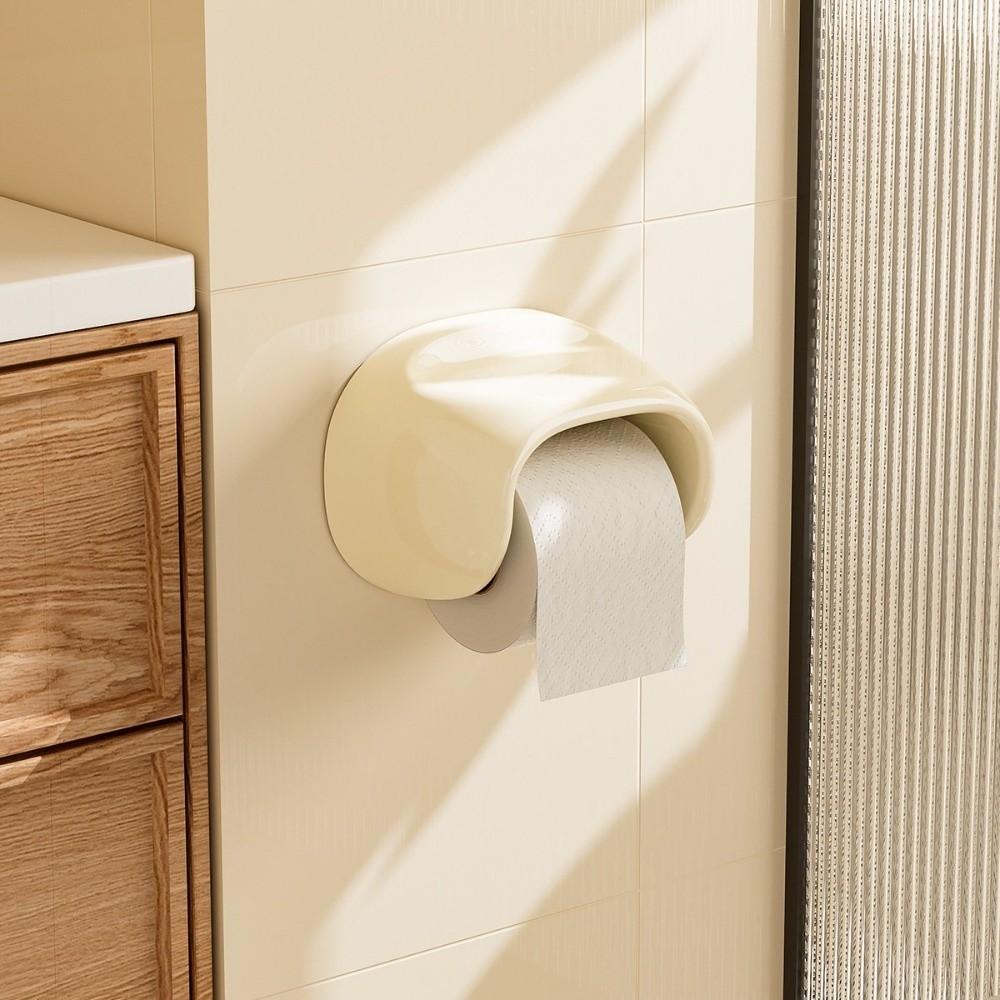 Wall Mounted Bathroom Roll Holder Plastic Toilet Paper Storage Box  Bathroom Organization Accessory