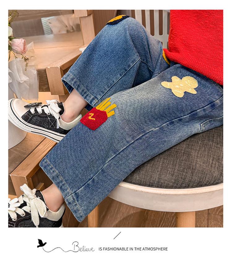 2025 Trendy Toddler Girls' Cartoon Print Wide-Leg Jeans