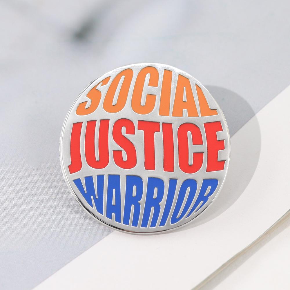 Multicolor Social Justice Warrior Brooch: Slogan Badge for Backpack or Clothing