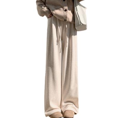 Elastic Solid Stylish Fa&ni Women's Wide-Leg Pants, Autumn/Winter, Fleece-Lined, Warm, Waist, Pockets, Flattering, Color, Casual,