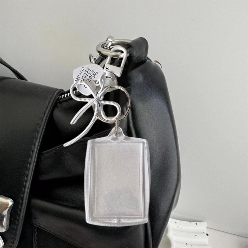 Contemporary Acrylic Photo Display Organizer Compact Keychain Card Sleeve Decorative Desk Accessory For Daily Use