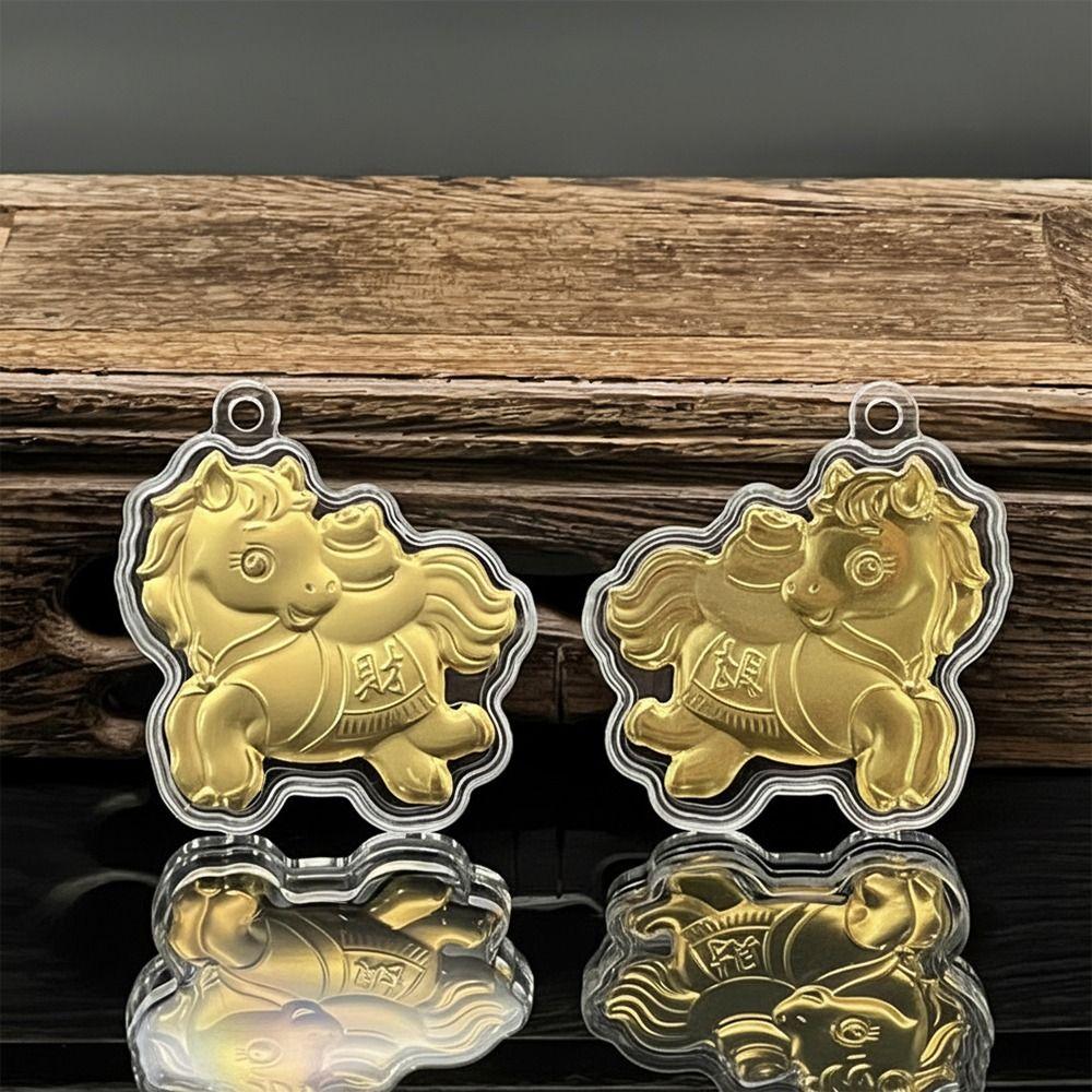 Imitation Gold Foil Zodiac Horse Pendant Lucky Horse Phone Chain Bag Pendant  Personal Accessory