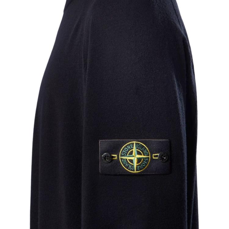 STONE ISLAND Effen Kleur Logo Mouw Badge Gebreide Trui Heren trui Zwart L2S155100007S00A1V0020