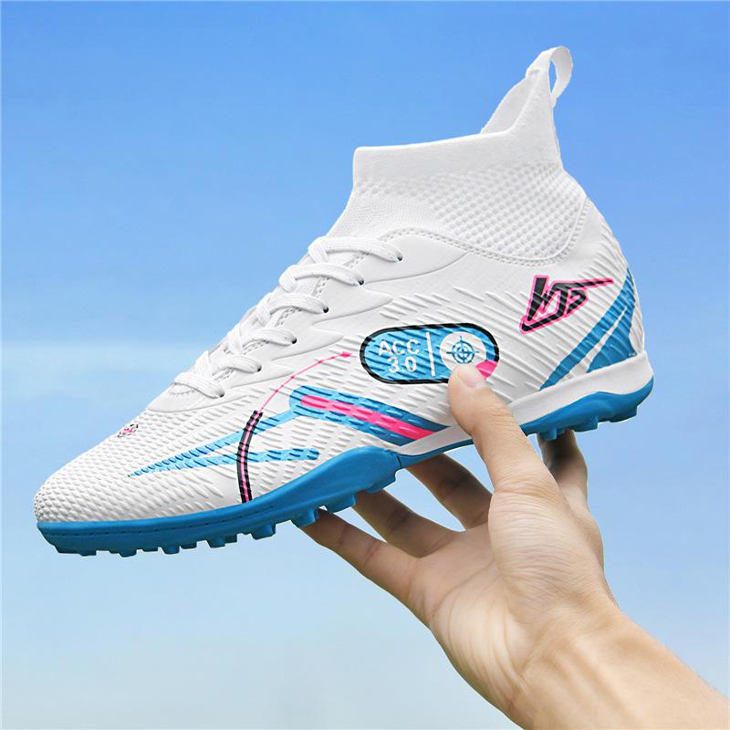 High-top Football Shoes Tf Broken Nails Artificial Turf AG Nails Leather Feet Boys and Girls Children and Adolescents Students Training Shoes