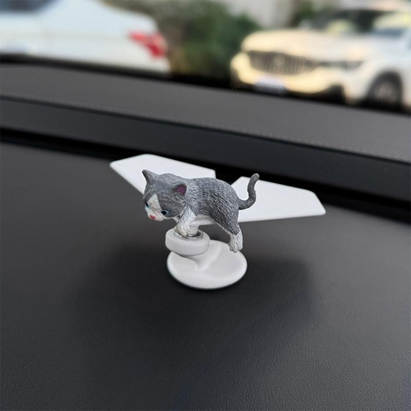 Solar Powered Rotating Airplanes Car Accessory Dashboard Decoration ABS Craft with Secure Silicone Mount for Long Travel