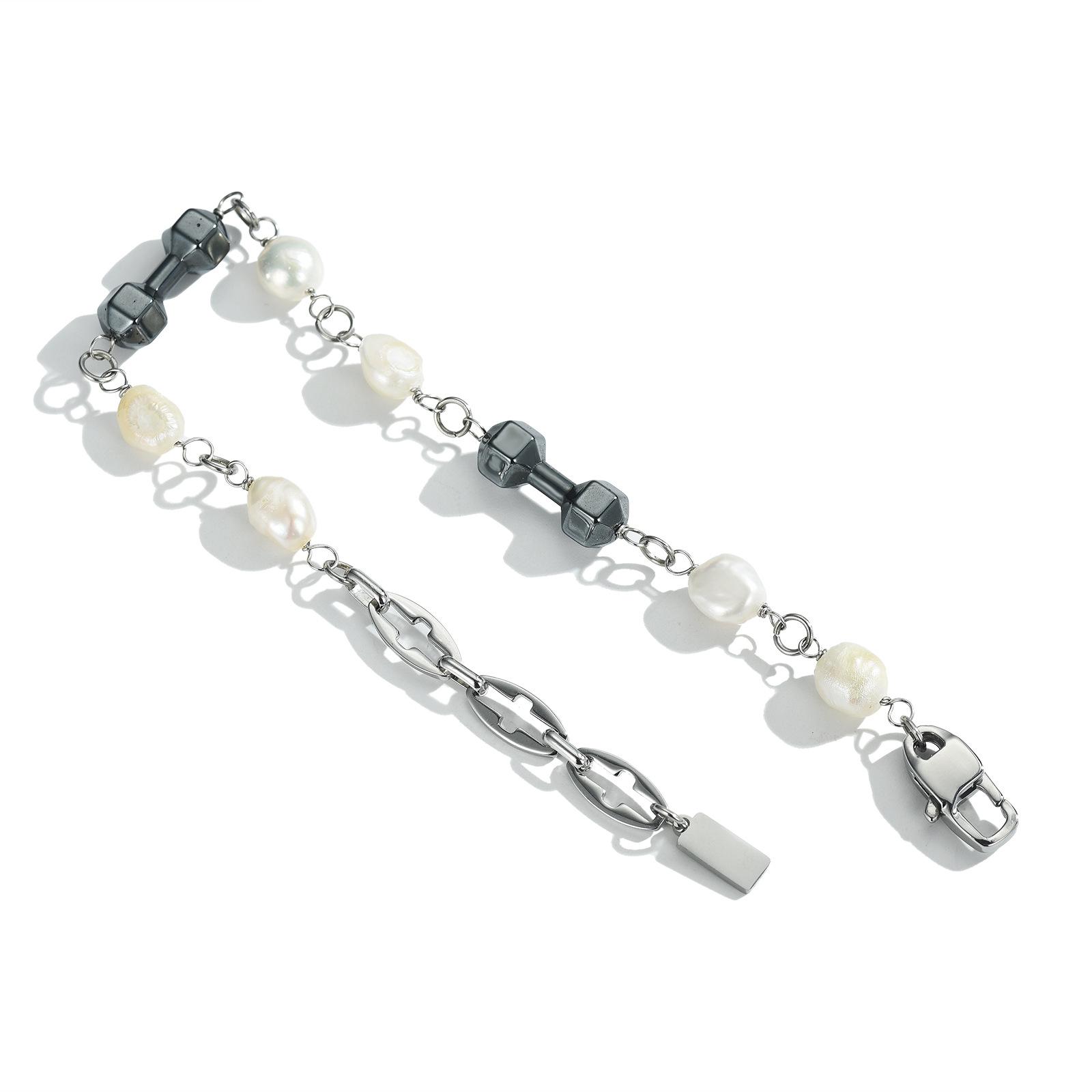 

Natural Black Gallstone Bracelet Hip-Hop Male Baroque Special-Shaped Fitness Sports Dumbbells Trendy Female Hand Jewelry