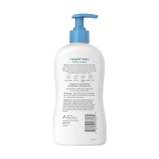 Cetaphil Baby Tageslotion mit Bio-Calendula, Süßmandelöl und Sonnenblumenöl, Pumpflasche