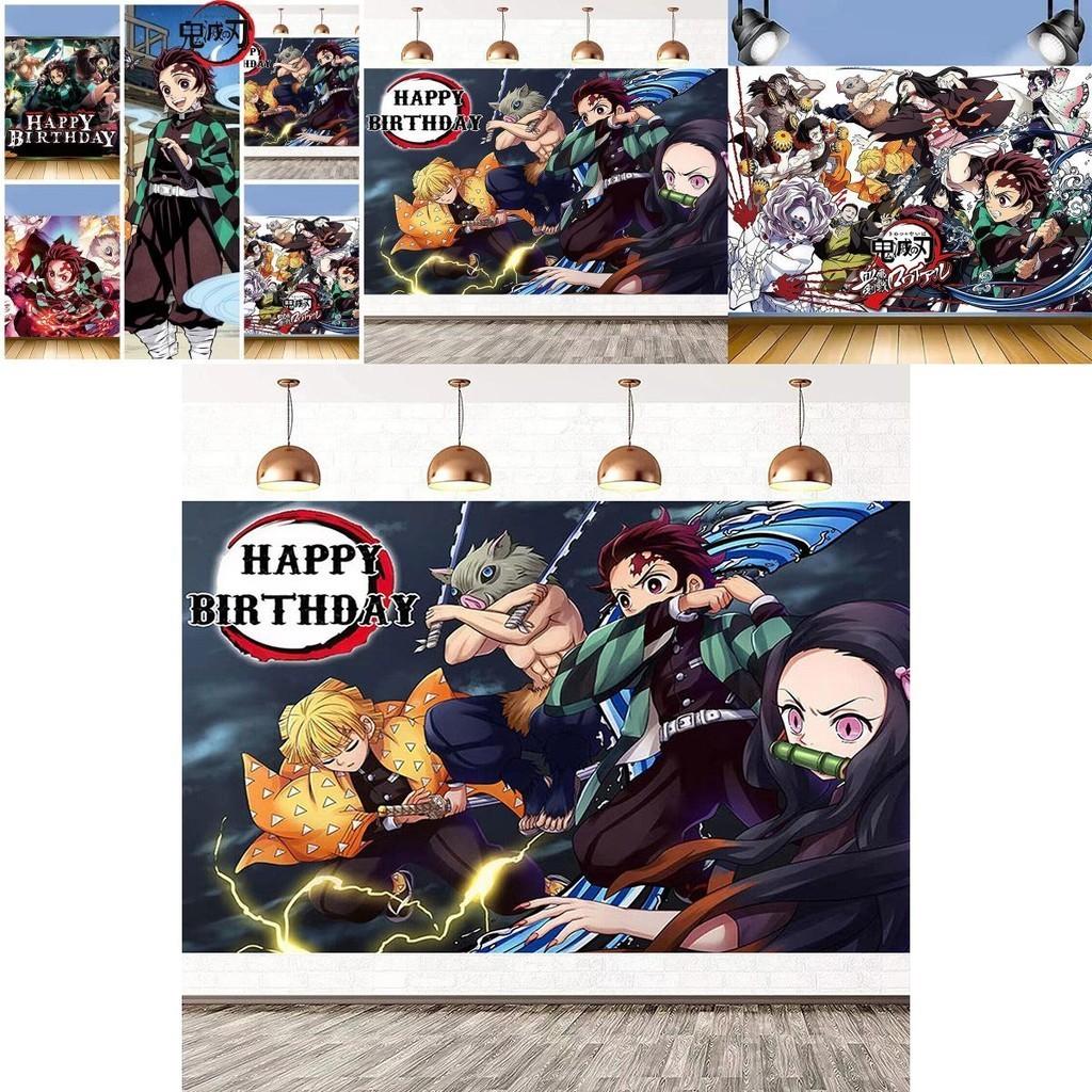 Tela de Fondo de Vinilo Temática de Demon Slayer Para Estudio Interior y Decoración de Fiestas Regalo Ideal Para Adolescentes
