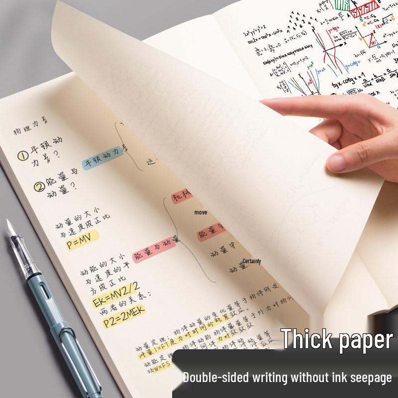 Set of 4 Large Gridless Cowhide Notebooks with Plain Pages for Students' Sketching and Drafting