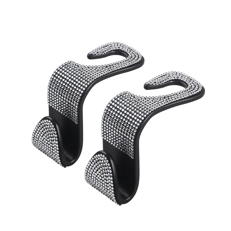 Diamond Crystal Car Seat Back Hook Hanger Auto Back Headrest Mount Storage Holder Universal Car Bling Accessories for Women
