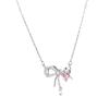 Light Luxury Design Full Diamond Bow Necklace Women'S High-End Simple And Cold Wind Flash Diamond Pendant Collarbone Chain