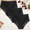 FINETOO 3 Pezzi Mutandine da Donna a Vita Media in Pizzo Sexy Colore Unito Rifiniture in Pizzo Biancheria Intima Femminile Lusso Svuotate Slip Comodi Traspiranti Lingerie
