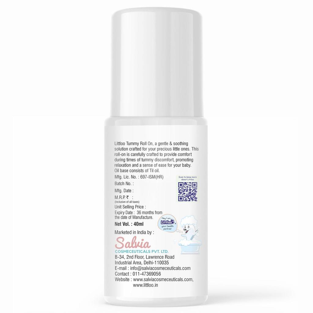Littloo Tummy Roll-On for Kids | Relief from colic pain and indigestion | Enriched With Hing and Saunf - 40ml