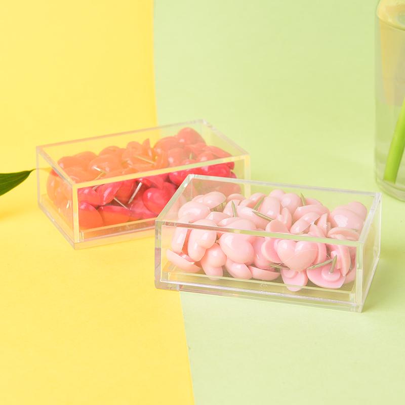 50Pcs Lovely Premium Heart Shaped Thumb Tacks Push Pins Wall Tacks For Home