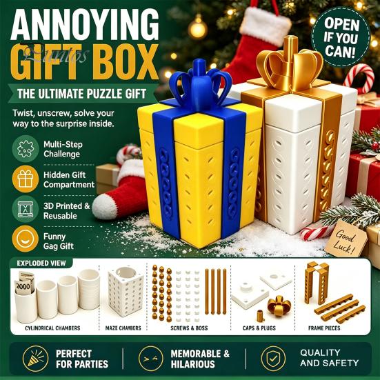 Money Holder for Cash Annoying Prank Puzzle Gift Box, 3D Printed Reusable & Card Office Ideas Holder, Hilarious Challenge Funny Surprise Birthday