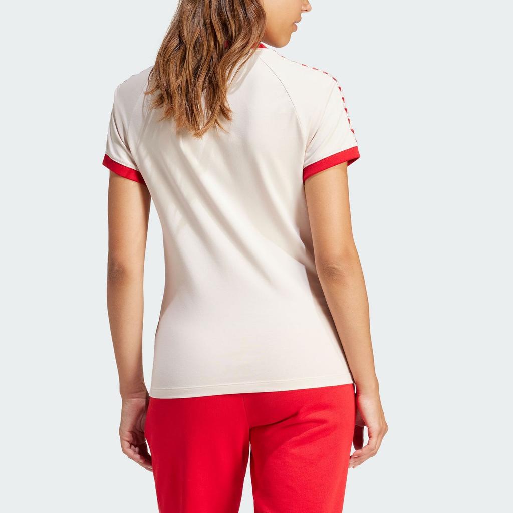 Adidas Camiseta Casual de Corazón Patchwork con Cuello Redondo y Ajuste Slim para Mujer Tops Miracle-Quartz IS5204