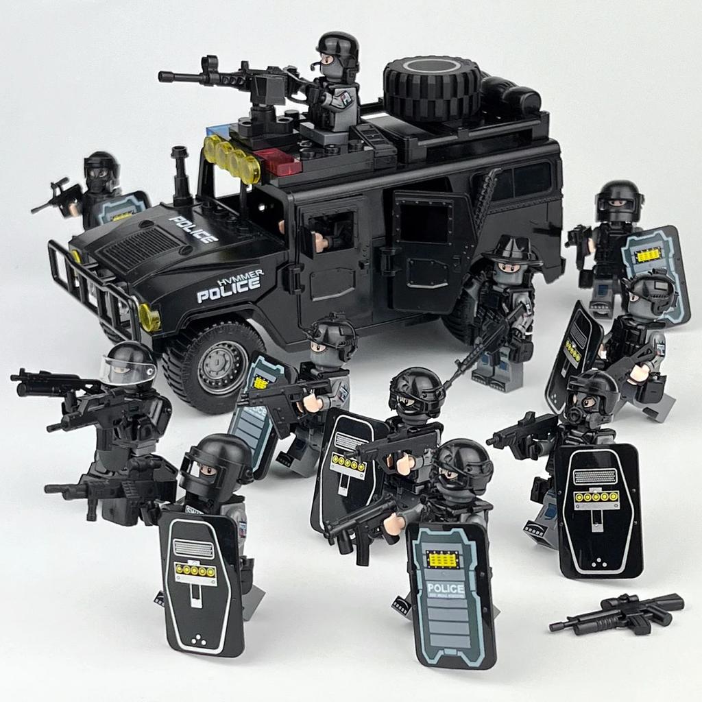Polizeiauto gepanzertes Auto Minifigur Montage Bausteine Spielzeug Junge