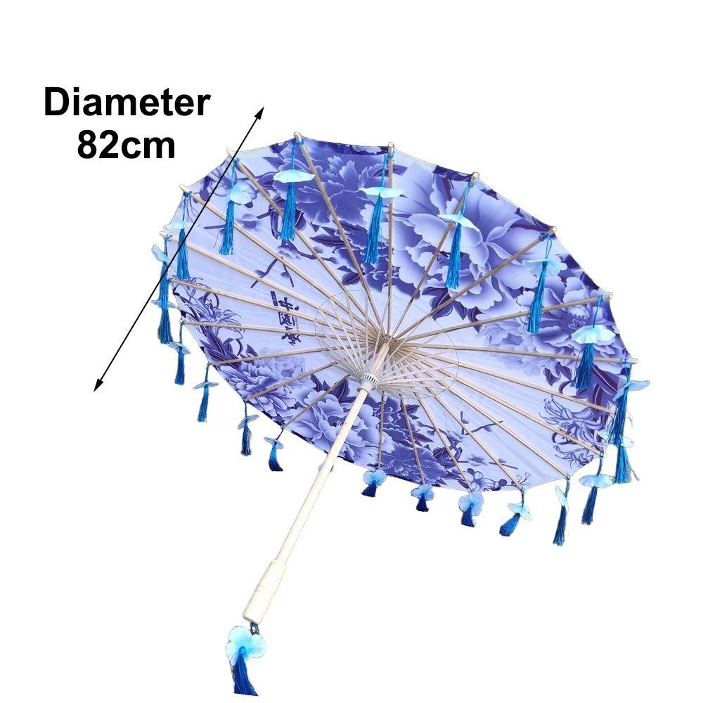 Embroidery Tassel Decorative Umbrella Large 82cm Ribbon Umbrella Flower Girl Umbrella Photo Prop