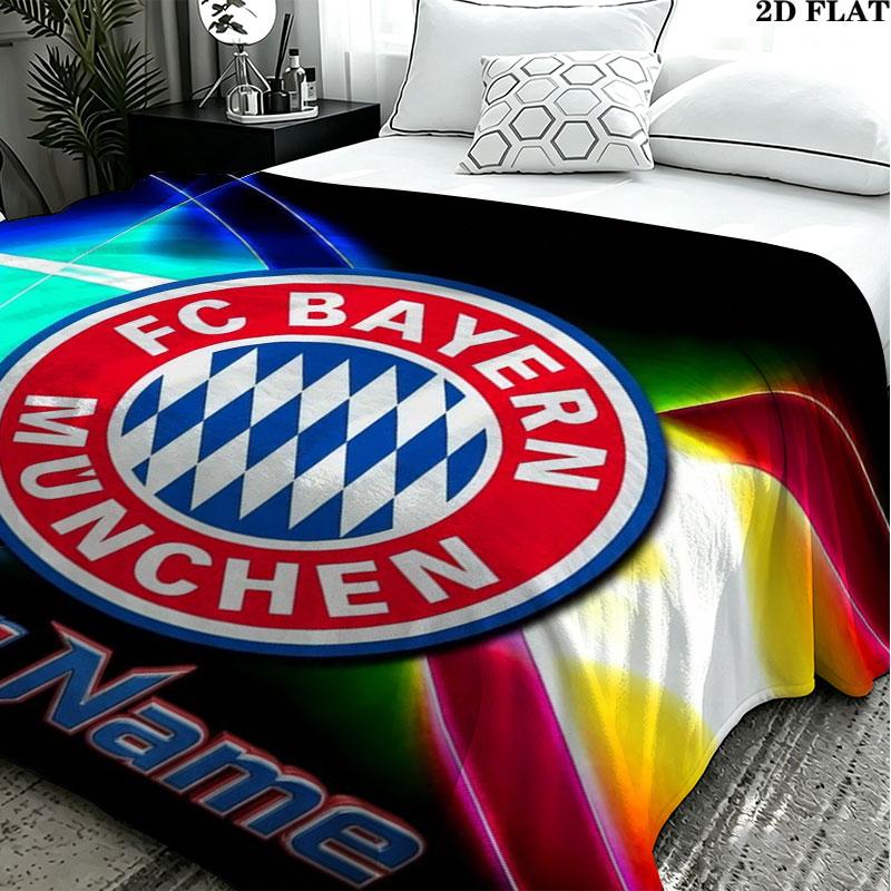 1PC FC Bayern Munchen Custom Name Patterned Flannel Blanket Suitable For All Seasons for Home Decor Warmth and Comfort Gifts Holiday Present
