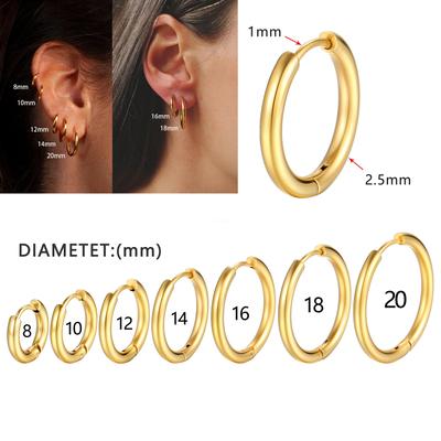 1Pairs/2Pcs Small Hoop Earrings Women Men Gold Silver Color Stainles Steel Round Circle Pendientes Mujer  Anti-allergy