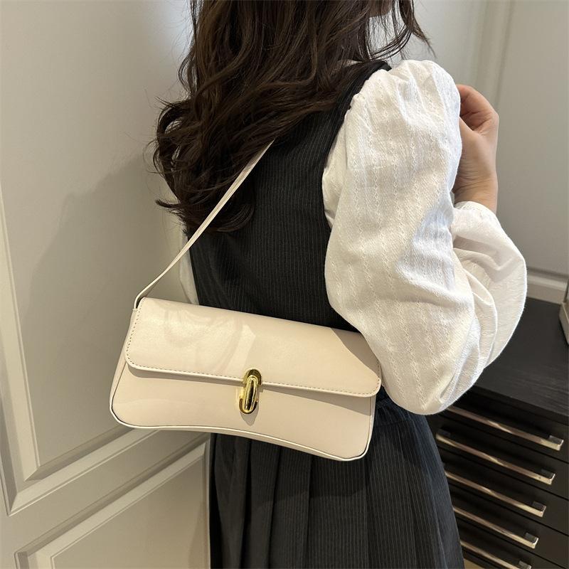 French personality trendy foreign style retro underarm portable shoulder bag underarm shoulder women's bag solid color 2025 new fashion