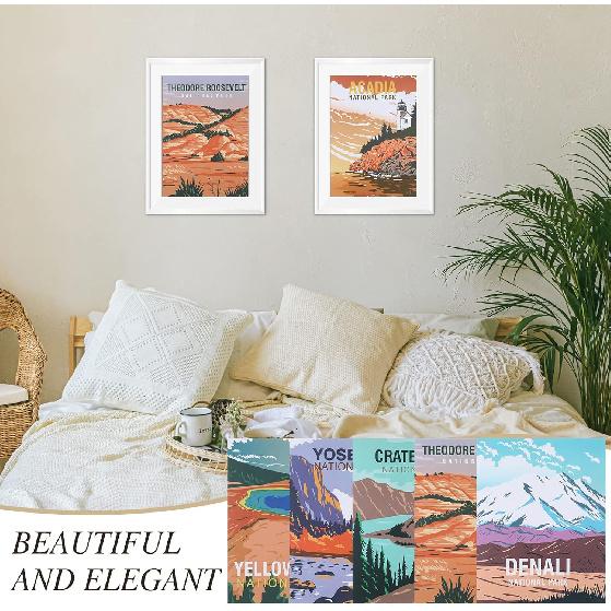 16 Pieces National Park Posters Vintage of 16 Travel Prints Wall Art Abstract Wall Art and Mountain Print Set Abstract Travel Unframed for Living