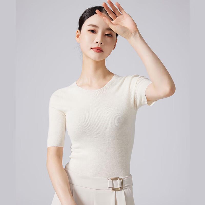 FENGXUN Women's 100% Wool Round Neck Long-Sleeve Knit Top