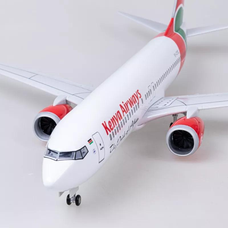 Model Plane 1/85 Scale 47CM Airplane 737MAX B737 MAX Aircraft Kenya Airways Airline W Light and Wheel Diecast Plastic Resin Home
