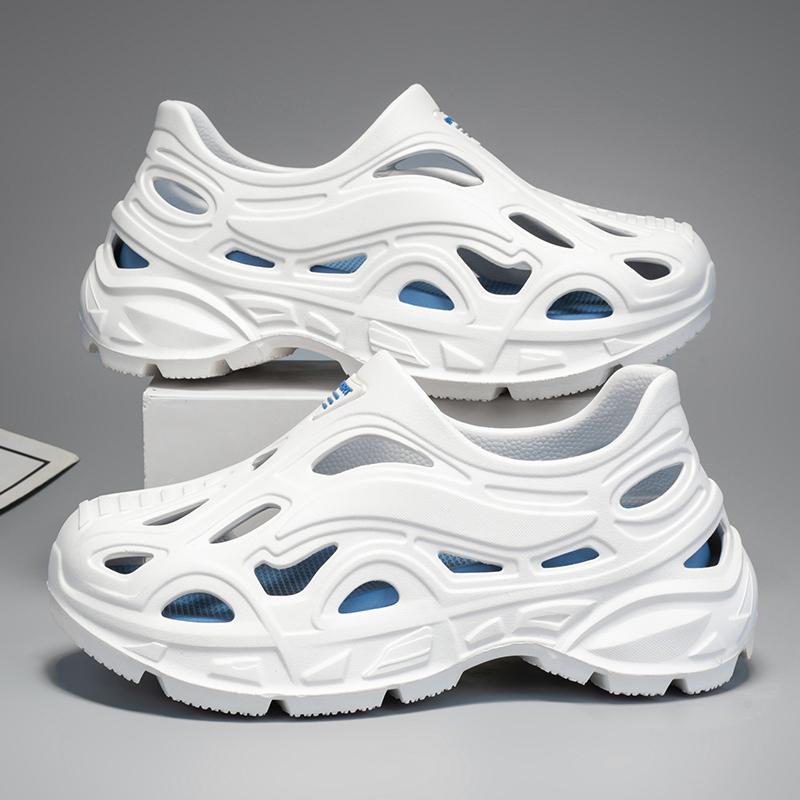 Un Par de Zuecos Nuevos Resistentes al Desgaste para Hombre, Zapatos Bajos Huecos Antideslizantes de Verano para Hombre, Zapatos Sandalia de Felpa Cómodos para Exteriores
