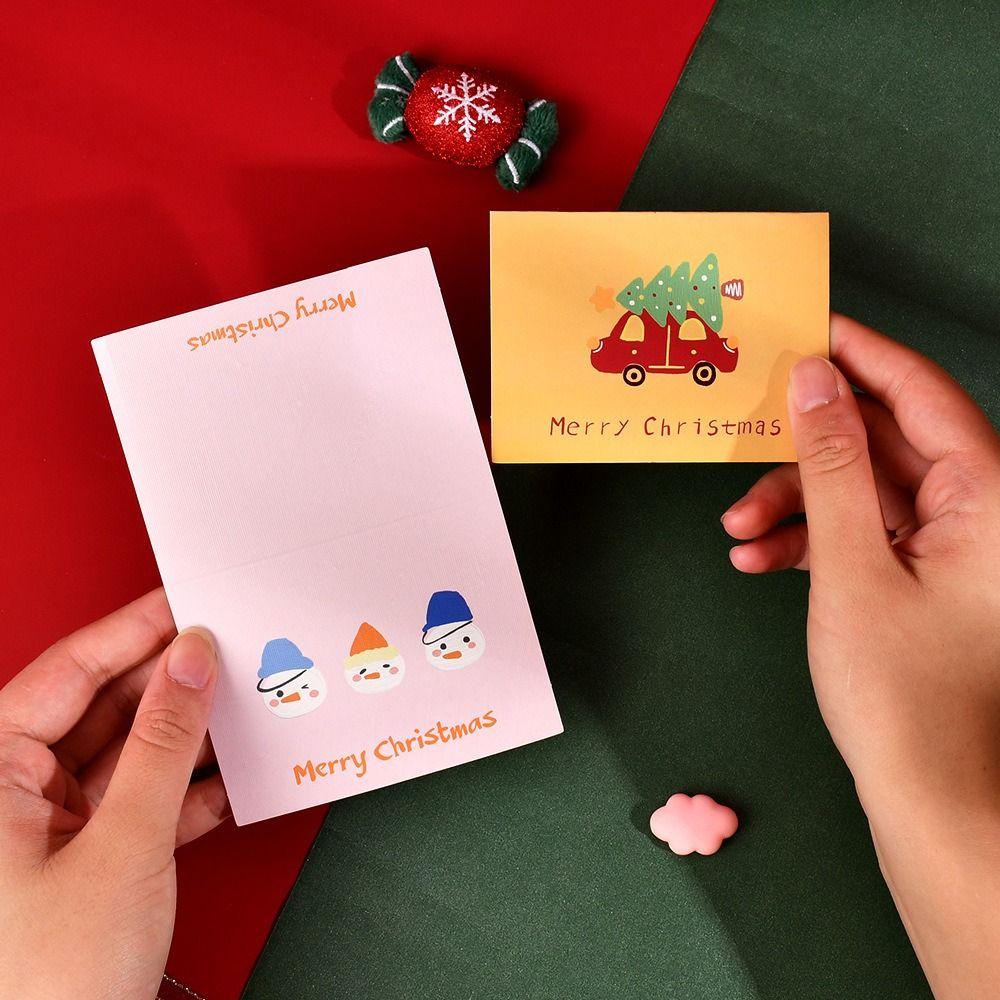 10pcs Handwriting Merry Christmas Greeting Cards Invitation Blank Paper Cards  Festivital Gifts