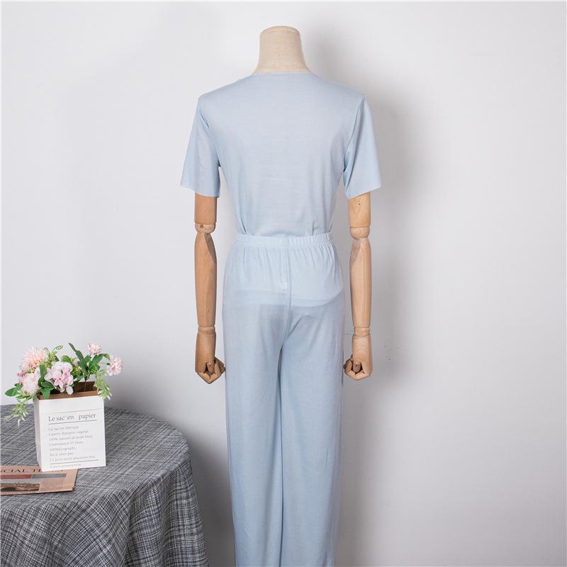 Set casual de vară pentru femei, din două piese largi, pentru acasă