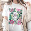 Western Floral Cow Skull T-and Kids Tshirt, Boho Cowgirl Wildflower Cactus Tee