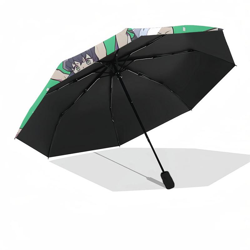 1pc Outdoor Umbrella with Demon Slayer Characters, Automatic Opening/Closing, Portable 3-Fold Design, 8-Bone Iron Frame, Festive Gift for Fans, T