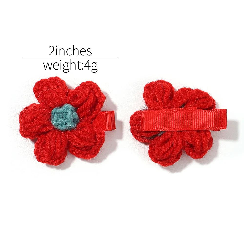 Liebliche Haarspangen Wollstrick Blume Haarnadel Niedliche Baby Mädchen Hübscher Kopfschmuck Handgefertigt Häkeln Kleine Pusteblume Haaraccessoires