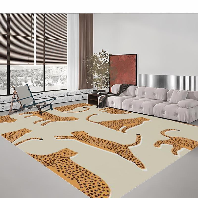 Leichter Luxus Teppich mit Leopardenmuster für Wohnzimmer Schlafzimmer Flur Alfombra Rutschfest Weiche Teppiche Sofa Fußmatte Heimdekor Tapete