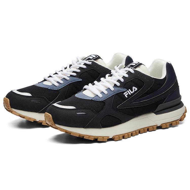 Fila Leisure Comfortable Mesh Fabric Shock Absorbing Breathable Low Top Casual City Commuting Running Shoes Men Sneaker Black Gray F12M041118FNB