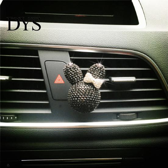 Car Fragrance Air Freshener Holder Bunny Bowknot Shape Shiny Rhinestone Vent Clip Auto Outlet Perfume for