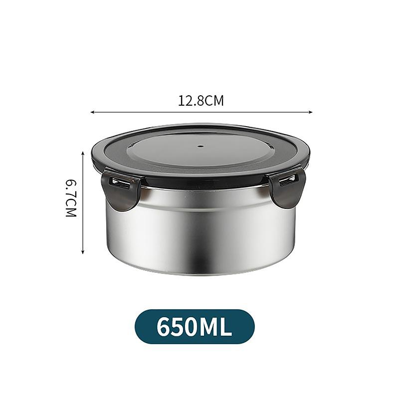 Stainless Steel Food Container Fresh Keeping Box Sealed Lid Crisper Lunch Meal Prep Storage Fridge Kitchen Set Round Square Bowl