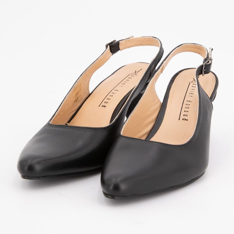 Escarpins ouverts cuir avec talons courts Femme XAVIER DANAUD