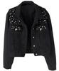 Women's Plus Size Studded Rhinestone Denim Jacket with Pearl Beading