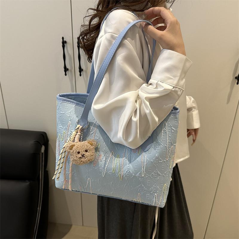 Large Capacity Student Class Cloth Bag Bag Women's New Shoulder Underarm Bag Striped Commuter Casual Tote Bag