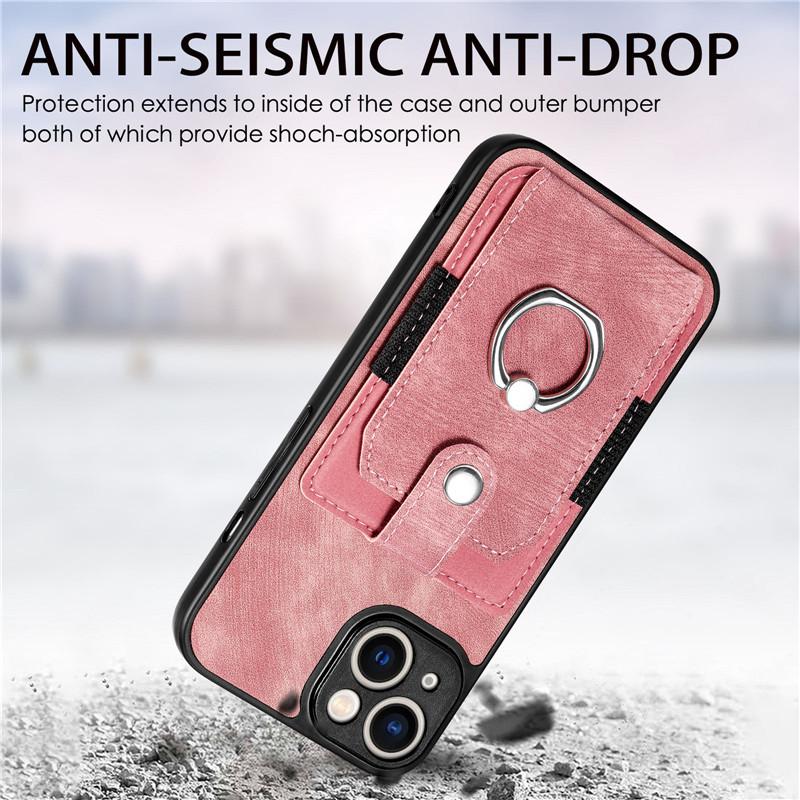 Magnetic Leather Phone Case for iPhone 14 Plus 13 Mini 12 11 SE 2022 X XR XS Max 8 7 6 6S Ring Stand Wallet Card Cover for Samsung XiaoMi RedMi