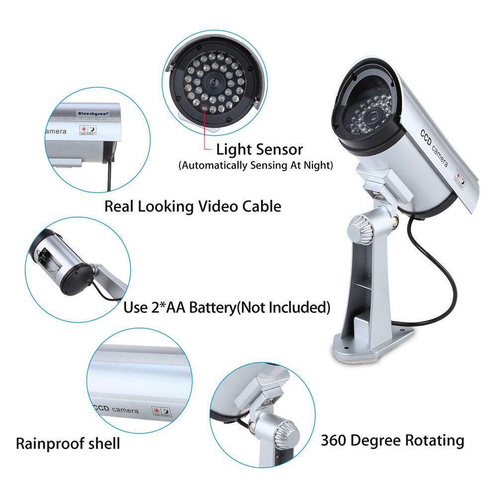Waterproof Indoor/Outdoor Simulated Surveillance Camera with Flashing Light