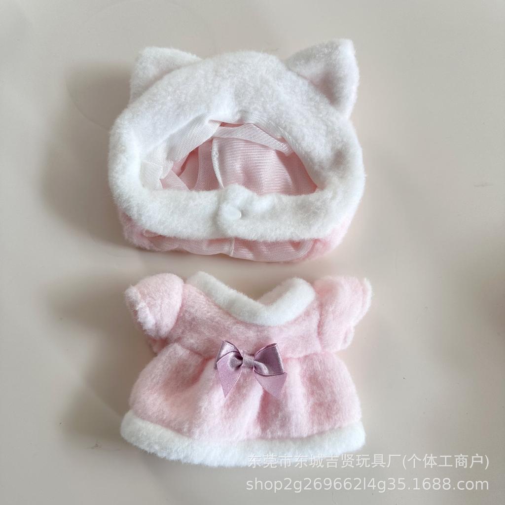 20cm Silicone Face Doll with Cat Ear Jacket - Winter New Year DIY Outfit