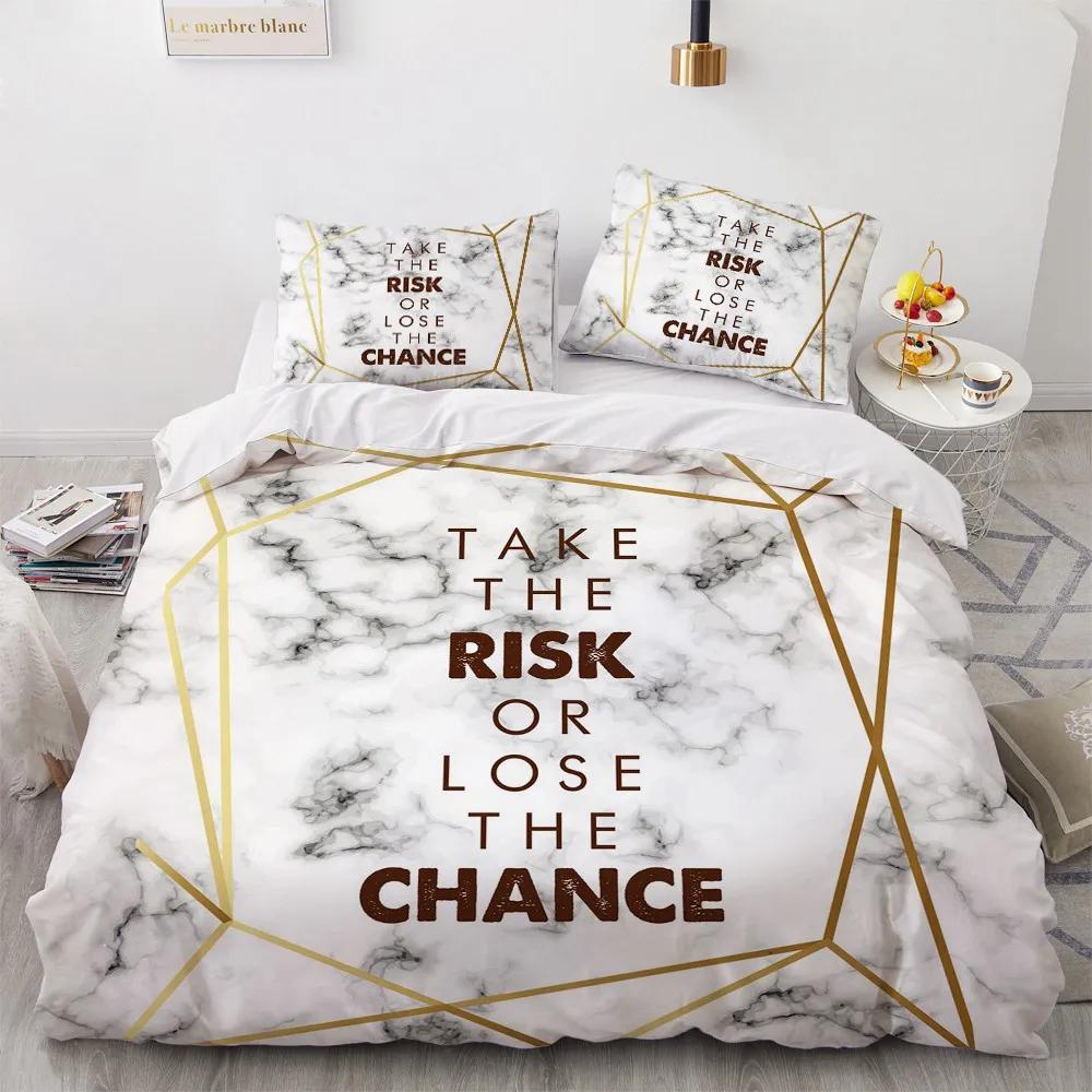 Conjunto de Cama de Luxo Mármore Branco e Dourado Tamanho Casal King Simples Marmorizado Conjunto de Capa de Edredom com Fronha Decoração Moderna para Quarto Conjunto de Cama