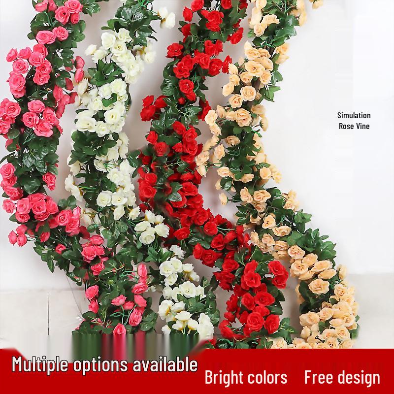 Artificial Rose Flower Vine for Indoor Decoration: Ceiling Hanging & Living Room Decor