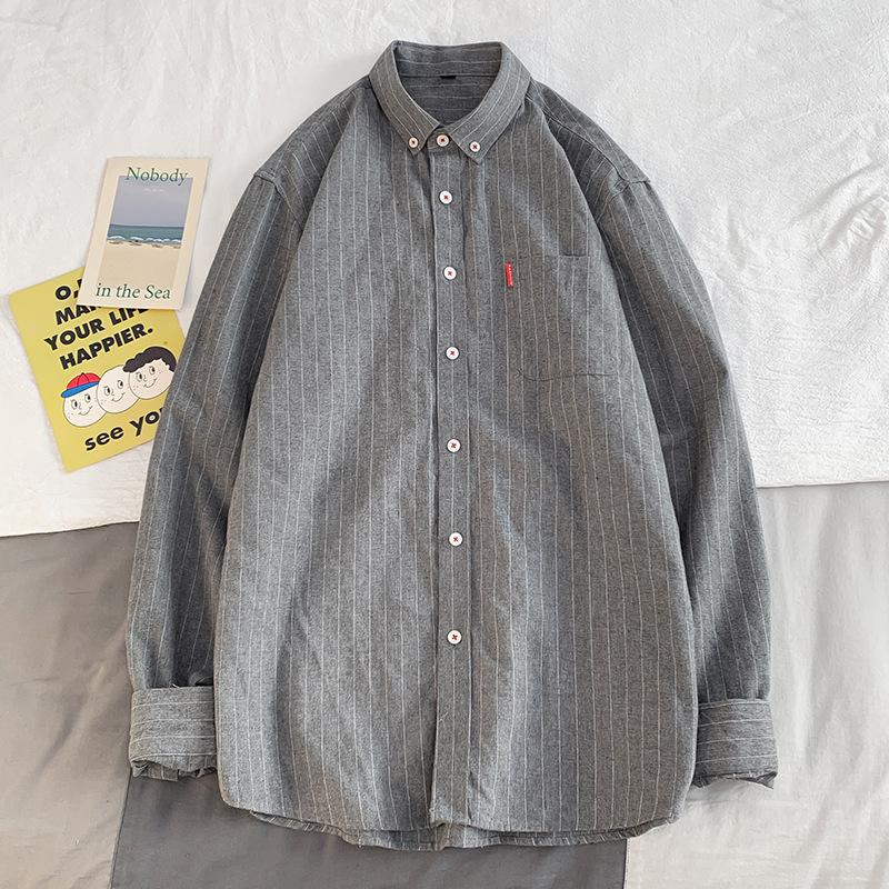 Men's Striped Shirt Men's Long Sleeve Autumn Slim-Fit Shirt